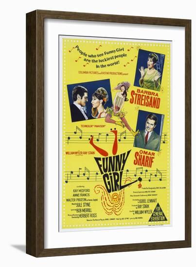 Funny Girl, Australian poster, Barbra Streisand, Omar Sharif, 1968-null-Framed Art Print