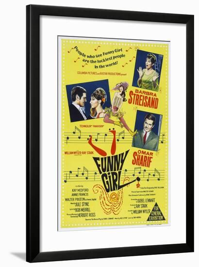 Funny Girl, Australian poster, Barbra Streisand, Omar Sharif, 1968-null-Framed Art Print