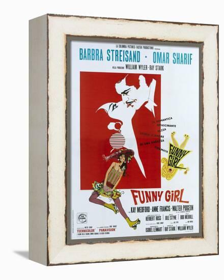 Funny Girl, Italian poster, Barbra Streisand, Omar Sharif, 1968-null-Framed Stretched Canvas