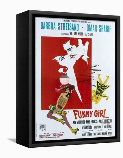 Funny Girl, Italian poster, Barbra Streisand, Omar Sharif, 1968-null-Framed Stretched Canvas