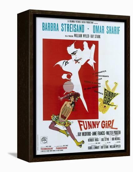 Funny Girl, Italian poster, Barbra Streisand, Omar Sharif, 1968-null-Framed Stretched Canvas