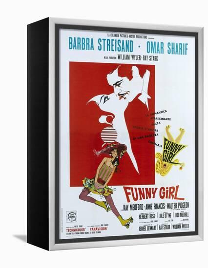 Funny Girl, Italian poster, Barbra Streisand, Omar Sharif, 1968-null-Framed Stretched Canvas