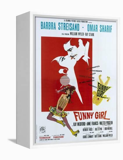 Funny Girl, Italian poster, Barbra Streisand, Omar Sharif, 1968-null-Framed Stretched Canvas