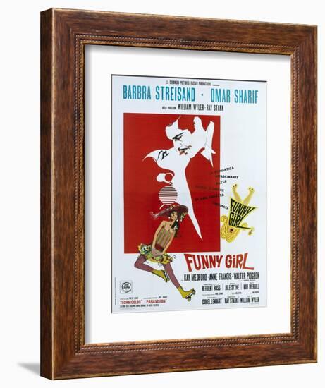 Funny Girl, Italian poster, Barbra Streisand, Omar Sharif, 1968-null-Framed Premium Giclee Print