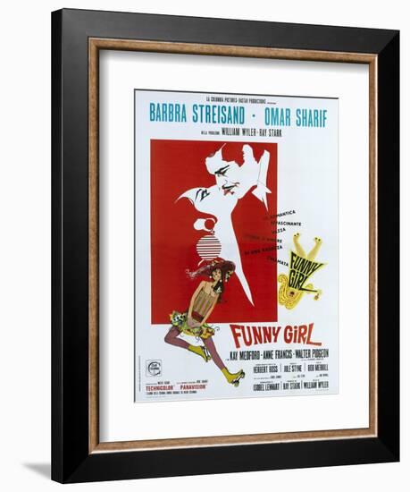 Funny Girl, Italian poster, Barbra Streisand, Omar Sharif, 1968-null-Framed Premium Giclee Print