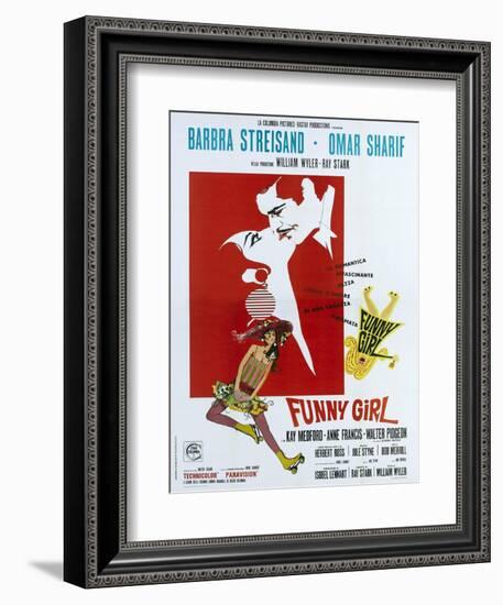 Funny Girl, Italian poster, Barbra Streisand, Omar Sharif, 1968-null-Framed Premium Giclee Print