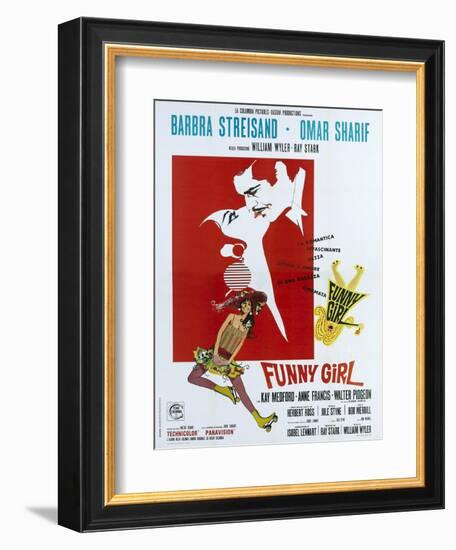 Funny Girl, Italian poster, Barbra Streisand, Omar Sharif, 1968-null-Framed Premium Giclee Print