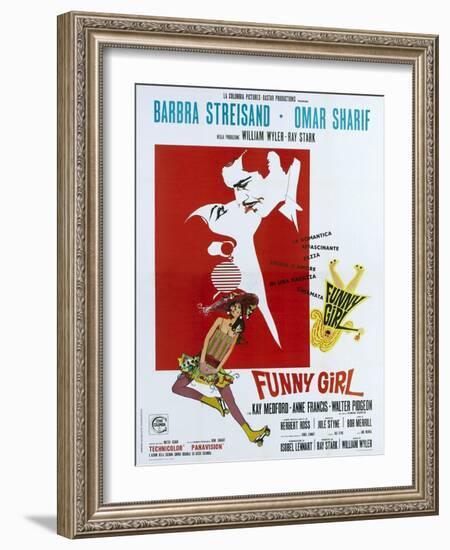 Funny Girl, Italian poster, Barbra Streisand, Omar Sharif, 1968-null-Framed Art Print