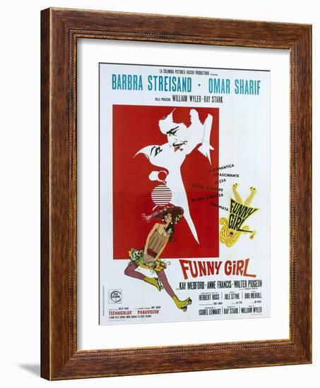 Funny Girl, Italian poster, Barbra Streisand, Omar Sharif, 1968-null-Framed Art Print