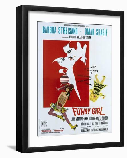 Funny Girl, Italian poster, Barbra Streisand, Omar Sharif, 1968--Framed Art Print