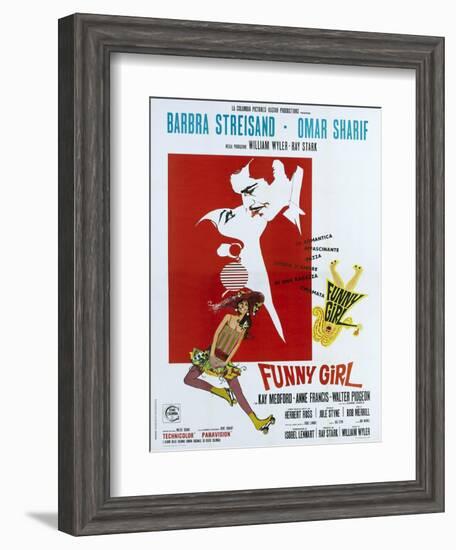 Funny Girl, Italian poster, Barbra Streisand, Omar Sharif, 1968-null-Framed Art Print