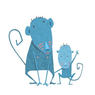 Funny Kids Monkey Characters Mother and Child. Monkeys Family. Childish  Comic and Cartoon Parent Wi' Art Print - Popmarleo 