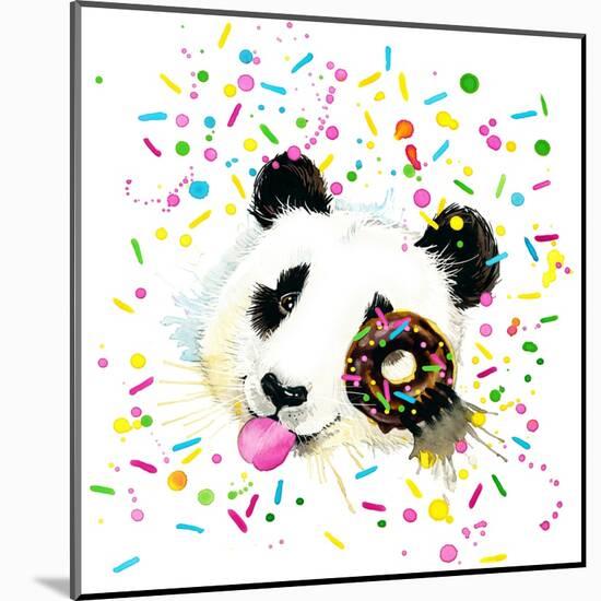 Funny Panda Bear Watercolor Illustration-Fayankova Alena-Mounted Art Print