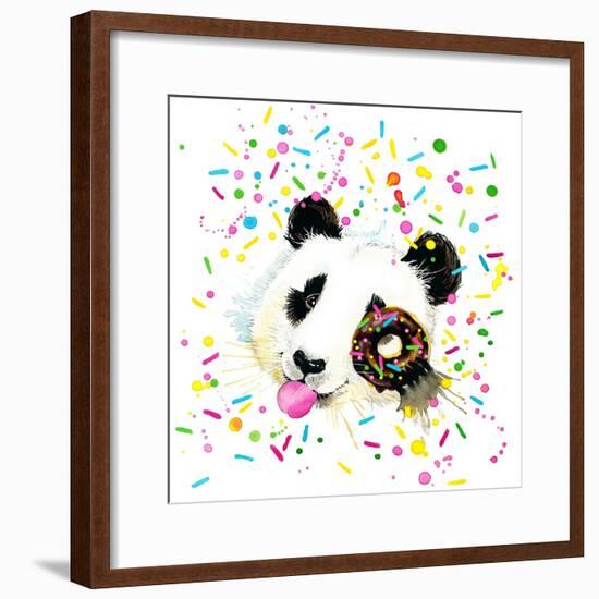 Funny Panda Bear Watercolor Illustration-Fayankova Alena-Framed Premium Giclee Print