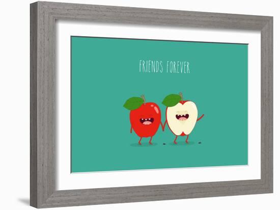 Funny Red Apple. Use for Card, Poster, Banner, Web Design and Print on T-Shirt. Easy to Edit. Vecto-Serbinka-Framed Art Print