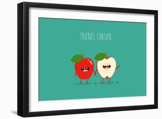 Funny Red Apple. Use for Card, Poster, Banner, Web Design and Print on T-Shirt. Easy to Edit. Vecto-Serbinka-Framed Art Print
