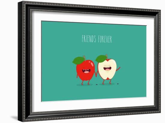 Funny Red Apple. Use for Card, Poster, Banner, Web Design and Print on T-Shirt. Easy to Edit. Vecto-Serbinka-Framed Art Print