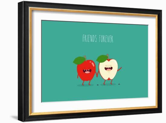 Funny Red Apple. Use for Card, Poster, Banner, Web Design and Print on T-Shirt. Easy to Edit. Vecto-Serbinka-Framed Art Print