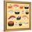 Funny Sushi Characters. Funny Sushi with Cute Faces. Sushi Roll and Sashimi Set. Happy Sushi Charac-coffeee_in-Framed Stretched Canvas