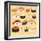 Funny Sushi Characters. Funny Sushi with Cute Faces. Sushi Roll and Sashimi Set. Happy Sushi Charac-coffeee_in-Framed Art Print