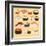 Funny Sushi Characters. Funny Sushi with Cute Faces. Sushi Roll and Sashimi Set. Happy Sushi Charac-coffeee_in-Framed Art Print