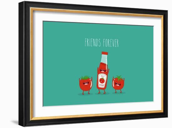 Funny Tomato Ketchup and Tomato. Friend Forever. Vector Illustration.-Serbinka-Framed Art Print