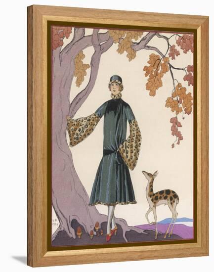 Fur Hat and Coat by Worth-Georges Barbier-Framed Premier Image Canvas