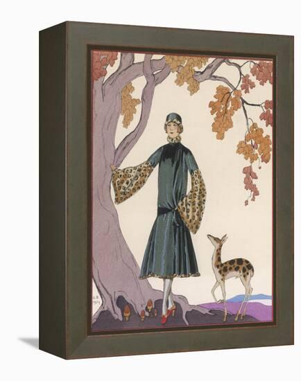 Fur Hat and Coat by Worth-Georges Barbier-Framed Premier Image Canvas