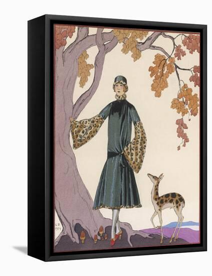 Fur Hat and Coat by Worth-Georges Barbier-Framed Premier Image Canvas