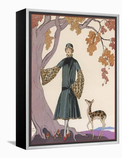 Fur Hat and Coat by Worth-Georges Barbier-Framed Premier Image Canvas