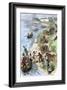 Fur Traders Arriving at a Hudson Bay Company Post in Boats and Wagons-null-Framed Giclee Print