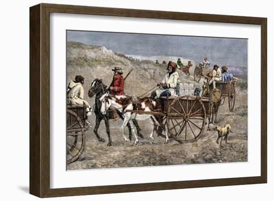 Fur Train from the North Arriving at a Canadian Trading Post, 1800s-null-Framed Giclee Print