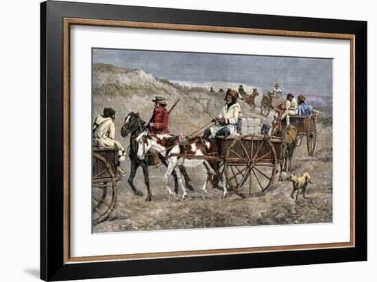 Fur Train from the North Arriving at a Canadian Trading Post, 1800s-null-Framed Giclee Print