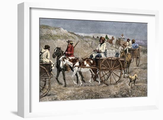 Fur Train from the North Arriving at a Canadian Trading Post, 1800s-null-Framed Giclee Print