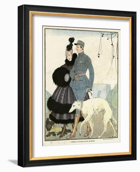 Fur-Trimmed Dress 1916-Gerda Wegener-Framed Art Print