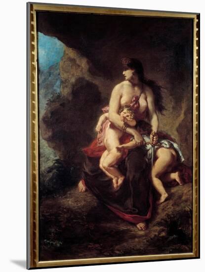 Furious Medee Medee Murders Her Two Children in a Cave. Painting by Eugene Delacroix (1798-1863), 1-Ferdinand Victor Eugene Delacroix-Mounted Giclee Print