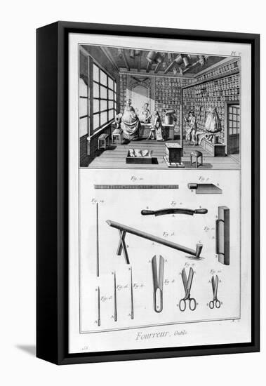 Furrier's Shop with Muff-Lined Walls and Pelts Hung from the Rafters, 1751-1777-Denis Diderot-Framed Premier Image Canvas