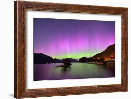 Furry Creek and Aurora at Midnight-lijuan-Framed Photographic Print