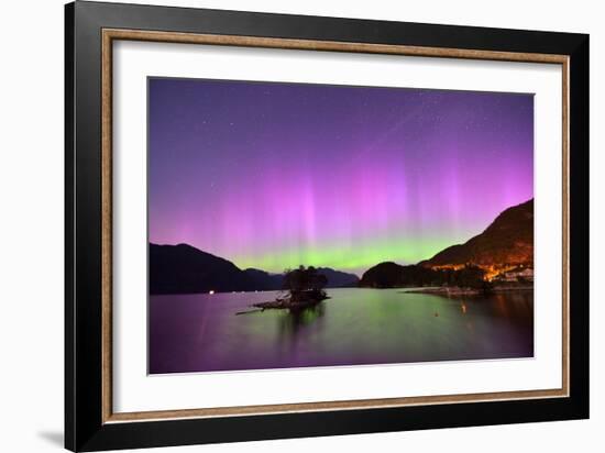 Furry Creek and Aurora at Midnight-lijuan-Framed Photographic Print