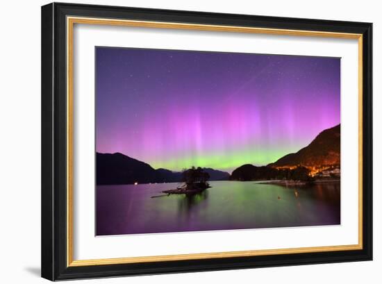 Furry Creek and Aurora at Midnight-lijuan-Framed Photographic Print