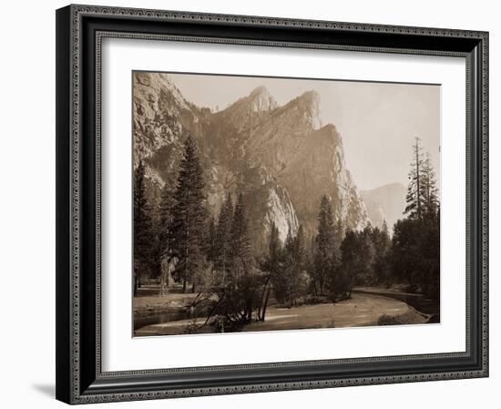 Further Up the Valley, The Three Brothers, the highest, 3,830 ft., Yosemite, California, 1866-Carleton Watkins-Framed Art Print