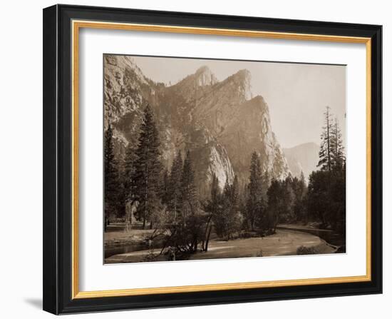 Further Up the Valley, The Three Brothers, the highest, 3,830 ft., Yosemite, California, 1866-Carleton Watkins-Framed Art Print