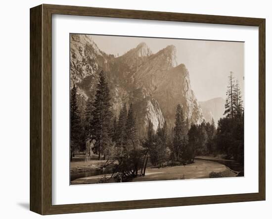 Further Up the Valley, The Three Brothers, the highest, 3,830 ft., Yosemite, California, 1866-Carleton Watkins-Framed Art Print