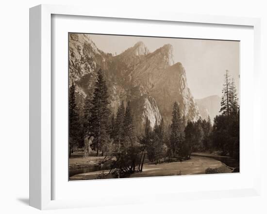 Further Up the Valley, The Three Brothers, the highest, 3,830 ft., Yosemite, California, 1866-Carleton Watkins-Framed Art Print