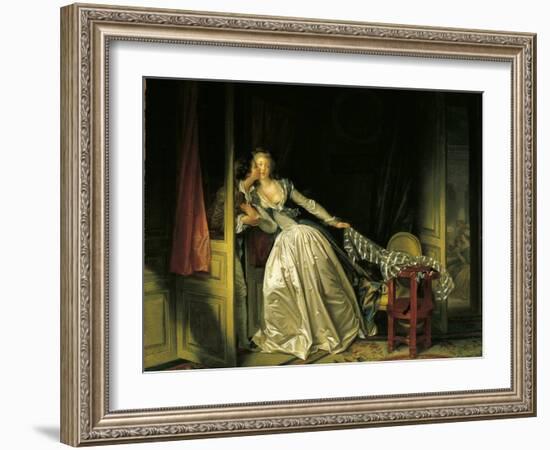 Furtive Kiss-Jean-Honoré Fragonard-Framed Art Print