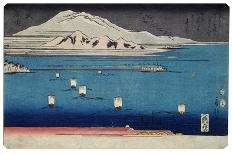 One of the Eight Views of Lake Biwa, Showing Boats Sailing and a Bridge-Fusatane-Giclee Print