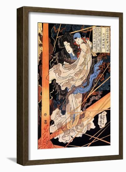 Fusehime Saving Inue Shimbyoe Masahi from a Thunderboit-Kuniyoshi Utagawa-Framed Giclee Print