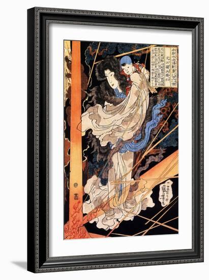 Fusehime Saving Inue Shimbyoe Masahi from a Thunderboit-Kuniyoshi Utagawa-Framed Giclee Print