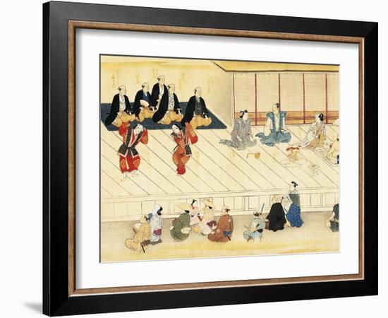 Futari Saruwaka, Scene from Theatre Play-Hishikawa Moronobu-Framed Giclee Print