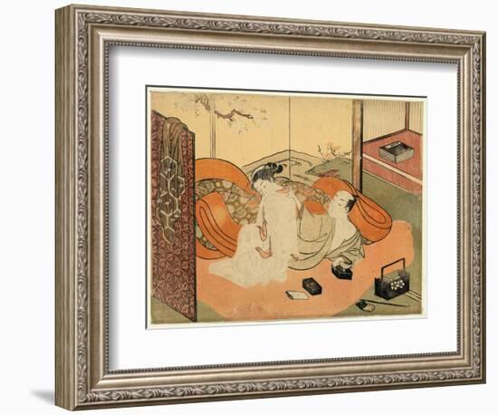 Futon No Naka No Yujo to Kyaku-Suzuki Harunobu-Framed Giclee Print